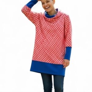 Misslook Red and Blue Long Hooded Sweatshirt. XL.